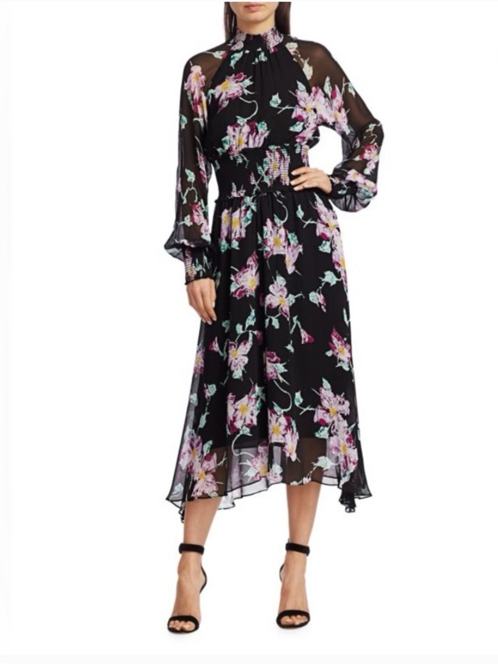 a.l.c Casey long sleeve floral midi dress